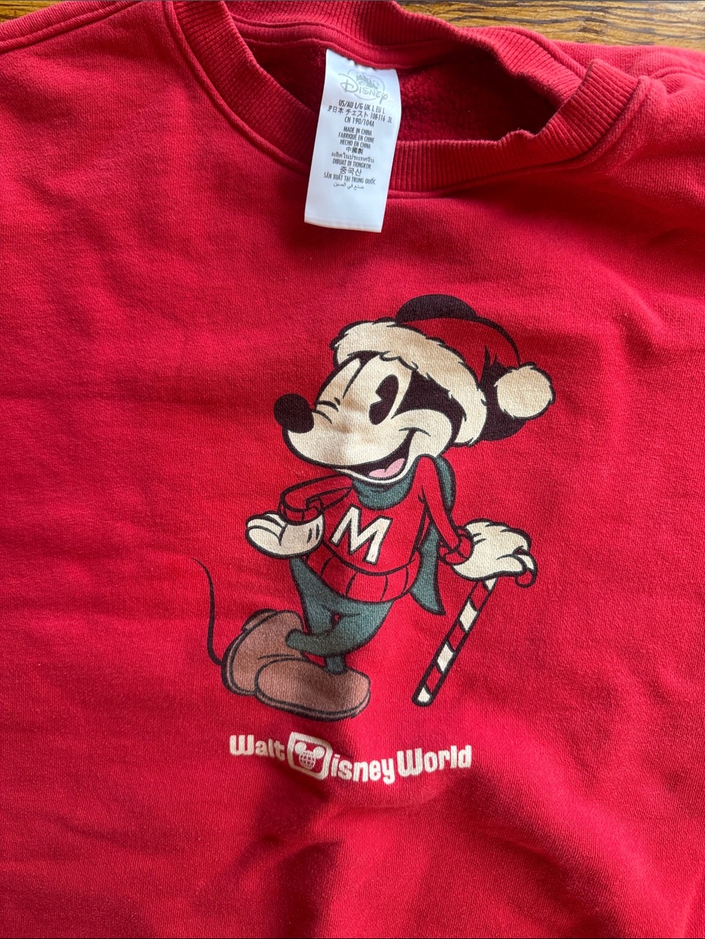 Adult Disney Red Mickey Mouse Holiday Sweatshirt